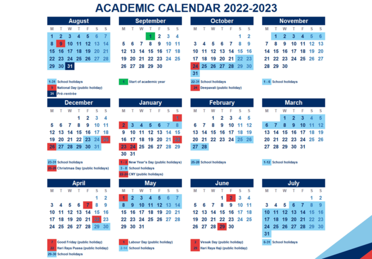 Academic Calendar - International French School (singapore)