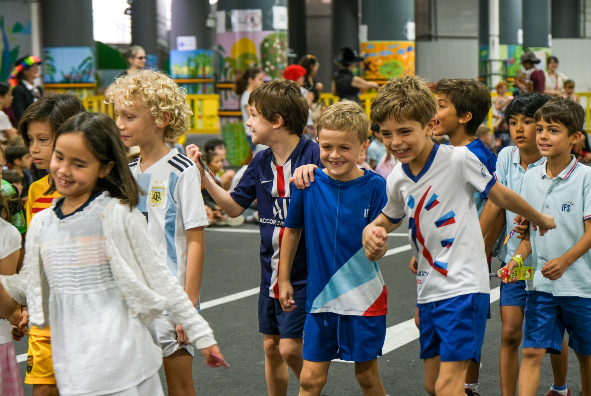 French International Students With Football Interntional Jerseys