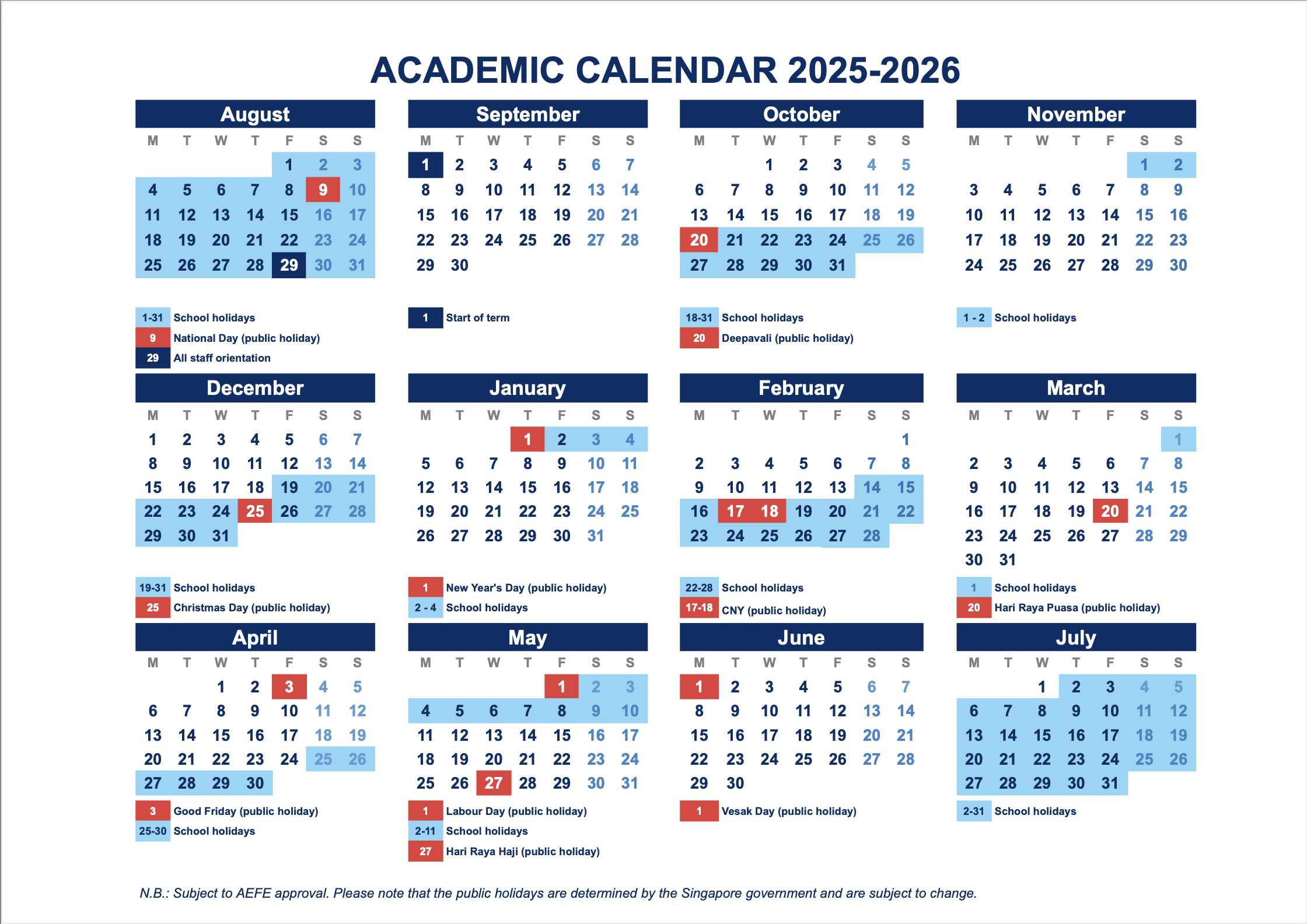 Academic Calendar 2025 2026